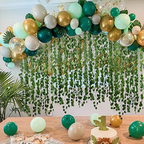 36 Pack 248 Ft Fake Vines Hanging Greenery Artificial Plants Faux Silk Green Leaves Garlands Living Room Wall Decor for Bedroom Office Garden Outdoor Wedding Jungle Party Decoration - color: Green-36