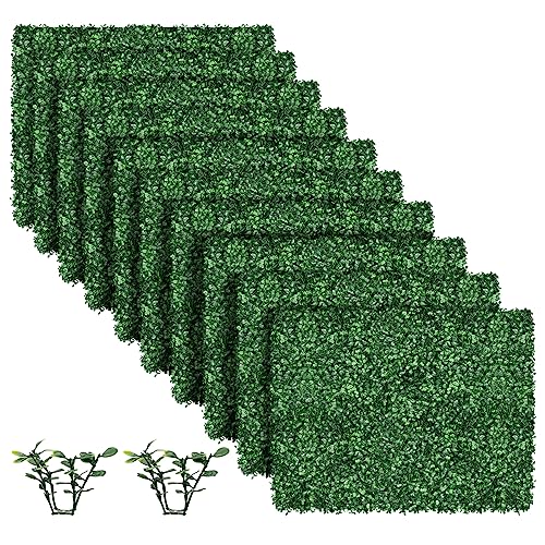 Greenery Wall,10pes 17"x 13" Grass Wall Panels,Artificial Greenery Wall Panels - MOOACE Boxwood Privacy Hedge Screen Sun Protected Suitable for Outdoor, Indoor Decor - size: 10pes 17"x 13"
