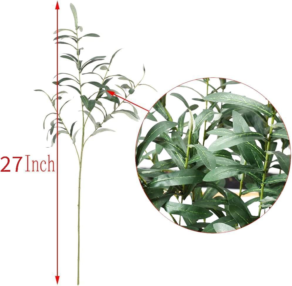 5pcs Olive Branches for Vases Artificial Plants Greenery Stems for Vases Olive Leaves Plant (Green)