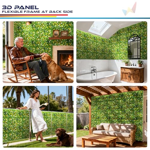Windscreen4less 1 PC 40"x40" Artificial Boxwood Panels Faux Plant Grass Green Wall Panel Decoration for Outdoor Indoor Garden Backyard (Style 6) - color: 3d Panel Style 6, size: 40"x40"