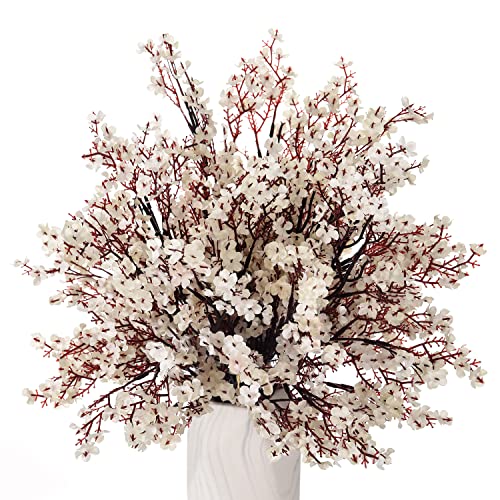 15PCS Artificial Baby Breath Flowers Fake Silk Real Touch DIY Floral Bouquets Decor Wedding Party Decoration Arrangements-White - color: 15pcs-white