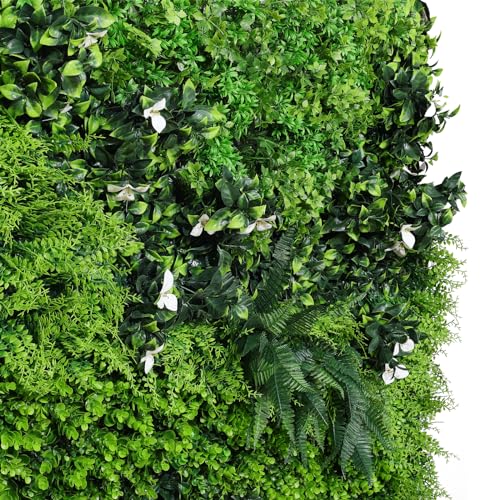 ANMINY 16Pcs Grass Wall Panels 10" x 10" Artificial Grass Plant Greenery Wall Backdrop 11 Sqft Thickened High-Density Faux Boxwood Panels Privacy Fence Hedge for Indoor Outdoor Party Wedding Garden