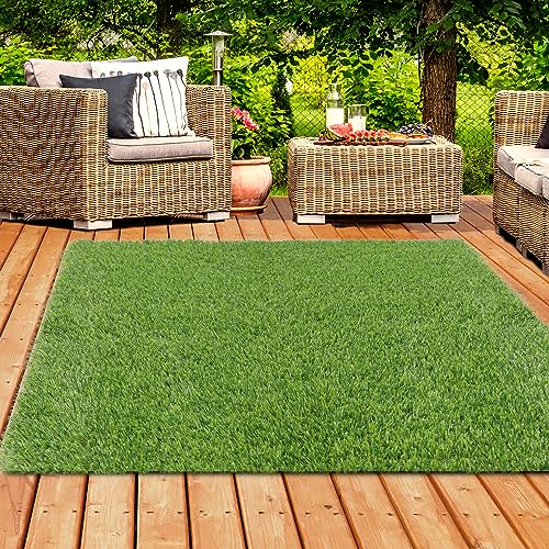 XLX TURF 6 FT x 6 FT Artificial Grass Rug - Indoor/Outdoor Realistic Fake Grass Carpet for Patio, Playground, Balcony, 1" High Pile Turf, Drainage Holes - size: 6' x 6' (Square)