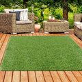 XLX TURF 7 x 7 FT Artificial Grass Carpet Area Rug, Indoor/Outdoor Realistic Fake Grass Mat for Patio, Tarrece, Playground, Backyard, Balcony, 1" Pile Height, with Drainage Holes - size: 7' x 7' (Square)