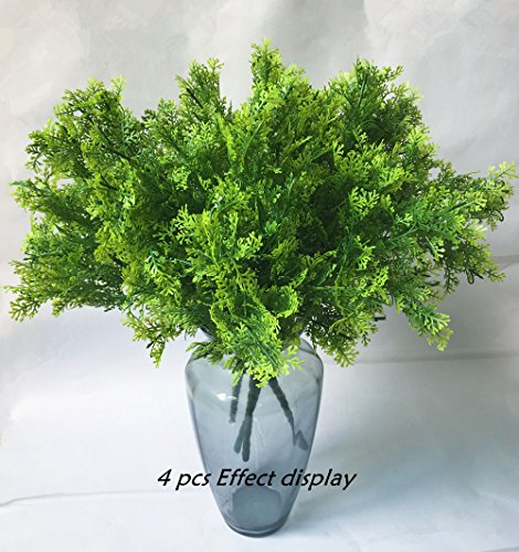 Artificial Shrubs, Plastic Plants Simulation Fake Bushes Wedding Outdoor Indoor Home Garden Verandah Kitchen Parterre Office Table Centerpieces Arrangements Decoration Green 4pcs - color: Crushed Grass / 4pcs