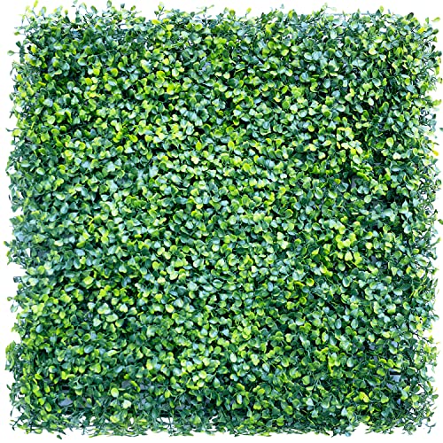 E&K 20" x 20" Artificial Plant Fence Panel Faux Leaves Grass Wall Privacy Screen Panel Decorative for Indoor Outdoor (Double Color, 6 Pcs) - color: Boxwood - Double Color