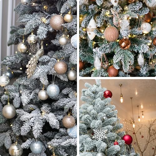 Sggvecsy 15 Pcs Snow Frosted Artificial Pine Branches Christmas Snowy Pine Needles Fake Greenery Pine Spray Picks for DIY Crafts Garland Wreath Xmas Embellishing Home Holiday Decoration