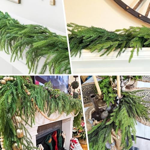 6ft Artificial Christmas Garland - Realistic Faux Pine Garland for Fireplace Mantel, Indoor Outdoor Holiday Decor, Xmas Party Decoration (1 Pack) - size: 6.1ft