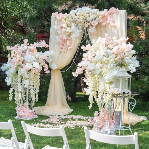Sggvecsy Cherry Blossom Garland Artificial Cherry Flower Vines 10 Pack Hanging Silk Flowers Garland for Home Wedding Garden Party Arch Office Decor (White) - color: White, size: 10pcs