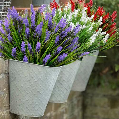 12 Bundles Artificial Plants Outdoor Fake Monkey Grass,UV Resistant Faux Plants Outdoor Artificial lavender Plants,Realistic Fake Plants for Porch Yard Pathway Garden Décor Outside Indoor (Purple) - color: Purple