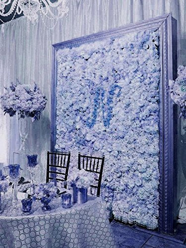 Tableclothsfactory 4 PCS Serenity Blue Silk Hydrangea Flower Mat Wall Wedding Event Decor for DIY Centerpiece Arrangement Party Decorations - color: Serenity Blue