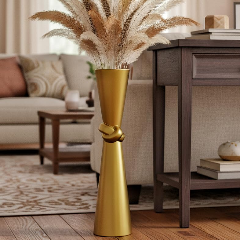 Tall Gold Floor Vase 23.6″ – Glossy Resin Decorative Floor Vase for Pampas Grass, Branches & Dried Flowers, Modern Farmhouse Indoor Home Decor - color: Gold