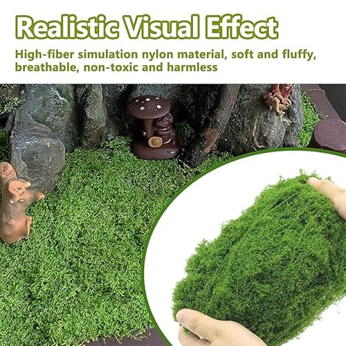 Fake Green Moss for Potted Plants, Artificial Moss, Preserved Moss for DIY Decorating Craft Art Potted Wedding Accessories Fairy Garden Accessories (500G) - size: 17.63oz/500g- Green