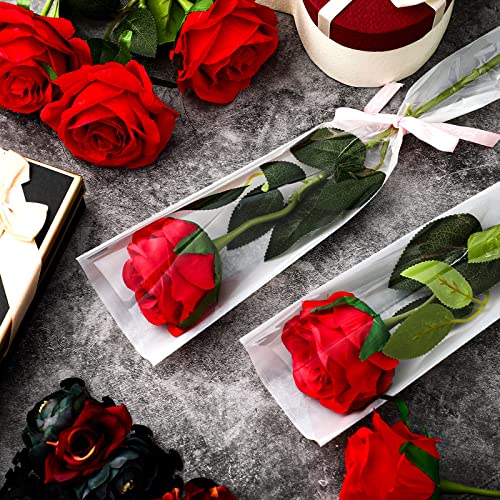Yexiya Single Rose Sleeve Bouquet Bags for Flowers Floral Packaging Bag Single Flower Wrapping Paper Flower Bouquet Sleeves for Mother's Day Valentine's Gift Wedding(200 Pcs,White) - color: White