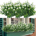 6 Bundles Artificial Flowers, Fake Artificial Greenery UV Resistant No Fade Faux Plastic Plants for Wedding Bridle Bouquet Indoor Outdoor Home Garden Kitchen Office Table Vase (White) - color: White
