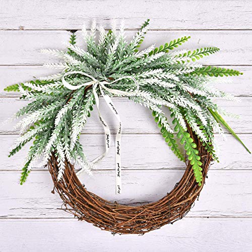 Fake Flowers Lavender, Christmas Artificial Flowers for Decoration Faux Flower Plants Plastic Greenery Outdoor Garden Outdoors Home Art Floral Arrangements Wedding DIY Bouquet Wreath - White 8 Pack - color: Lavender-white-8 Pack