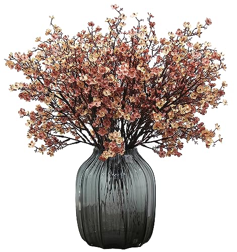 JAKY-Global Babys Breath Silk Artificial Flowers 6 Bundle European Fake Flowers Decor Wedding Party Fall Stems Decoration Bouquets DIY Home Garden,Farmhouse,Living Room Decor (Beige Brown-6pcs) - color: Beige Brown, size: 6 Bundles