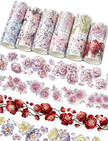 Floral Washi Tape Set - 12 PET & Washi Tapes for Journaling Stickers, Scrapbooking Supplies, Planner, Bullet Journals,Arts & Crafts. Use as Stickers - color: Flowers