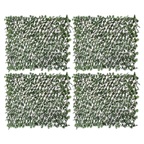 ECOOPTS Expandable Artificial Leaf Faux Ivy Sweet Potato Leaves Privacy Fence Screen, Stretchable Decorative Fencing Panel for Balcony Patio Outdoor (Single Sided Leaves, 4 Pieces) - color: Single Side IVY, size: 4 Pieces
