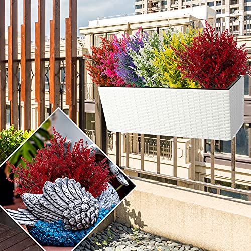 Outdoor Artificial Lavender Fake Flowers - 20 Bundles UV Resistant Outdoor Faux Plastic Flowers Plants Greenery Shrub for Indoor Outside Decoration(Red) - color: Red, size: 20 Bundles