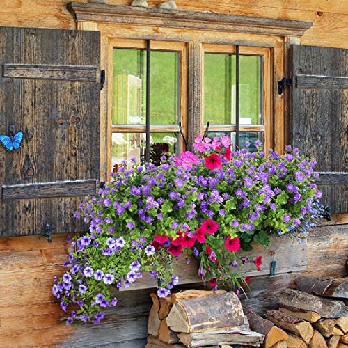 6 Bundles Artificial Flowers, Fake Artificial Greenery UV Resistant No Fade Faux Plastic Plants for Wedding Bridle Bouquet Indoor Outdoor Home Garden Kitchen Office Table Vase (Purple) - color: Purple