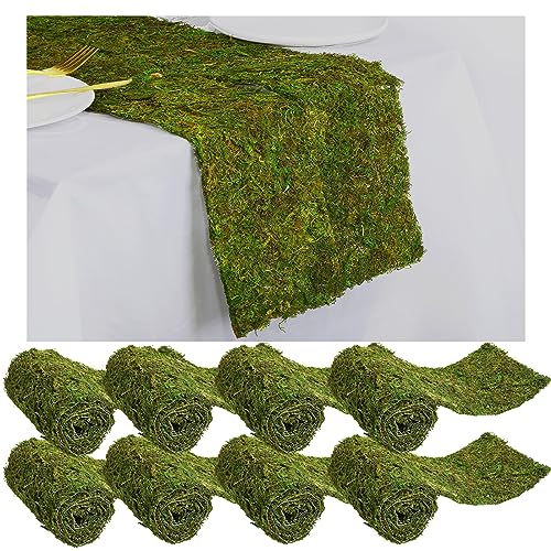Jutom Dried Moss Table Runner Preserved Moss Mat Artificial Green Moss Roll for Party Tabletop Decoration Fairy Gardens Wedding Arts Crafts, Dark Green, 6 x 40 (4 Pcs)