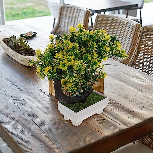 GANAZONO Green Artificial Plant Ornament Faux Bonsai for Room Office Kitchen Study Room No Watering - color: Yellow