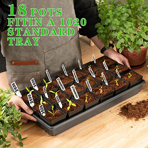 June Fox Square Nursery Pots 3.3 Inches Flexible Plastic Seedling Pots Square Pots for Plants, Succulent, Flower, Pack of 60, with 60 PCS Plant Labels - color: 60 Pcs