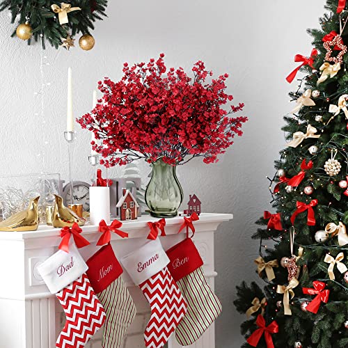 Sggvecsy 15 Pcs Babys Breath Artificial Flowers Gypsophila Bouquets Bulk Real Touch Fake Silk Flowers for Home Wedding DIY Floral Arrangement Kitchen Christmas Centerpiece Festival Decoration (Red) - color: Red, size: 15Pcs