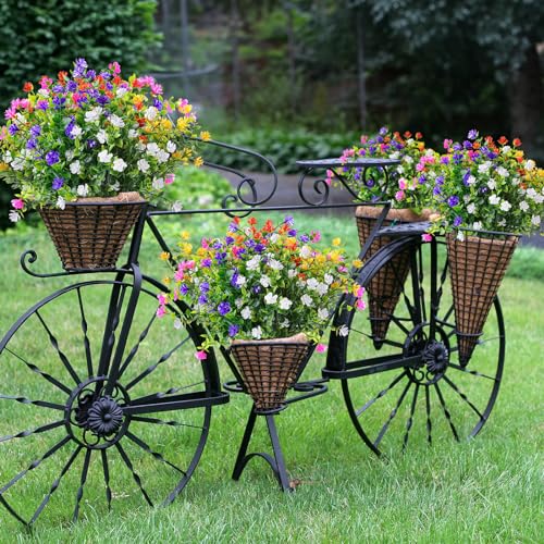 AmyHomie 20 Bundles Artificial Flowers for Outdoor Outside Spring Summer Decoration UV Resistant Faux Flowers No Fade Fake Plastic Plants Garden Porch Window Box Decorating - color: Mix Color-eucalyptus, size: 20