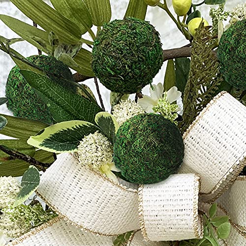 Qingbei Rina Large Green Moss Balls Decorative(4"-Set of 6), 4 Inch Decorative Moss Ball for Bowls, Vase Filler Bowl Fillers for Centerpiece, Handmade Natural Moss Balls,Wedding Party Home Decor