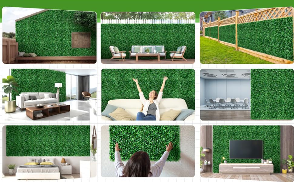 Artificial Boxwood Roll,120x40 in (34 sqft) UV-Anti Faux Ivy Boxwood Hedge Leaf Grass Wall for Patio Balcony Privacy, Garden, Backyard Greenery Wall Backdrop and Fence Decor - size: Boxwood 120X40 IN