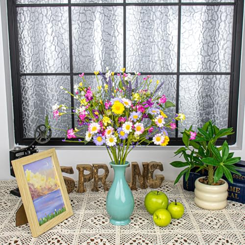 12 Pack Spring Floral Picks 17 Inch Artificial Flower Stems Colorful Spring Flowers with Pip Berries for Vases Centerpieces Sprimg Summer Flower Arrangements and Easter Decor