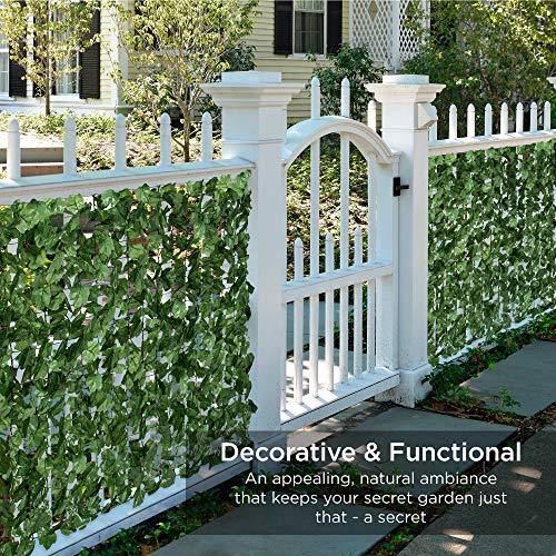 Best Choice Products Outdoor Garden 94x39-inch Artificial Faux Ivy Hedge Leaf and Vine Privacy Fence Wall Screen - Green - size: 94x39in