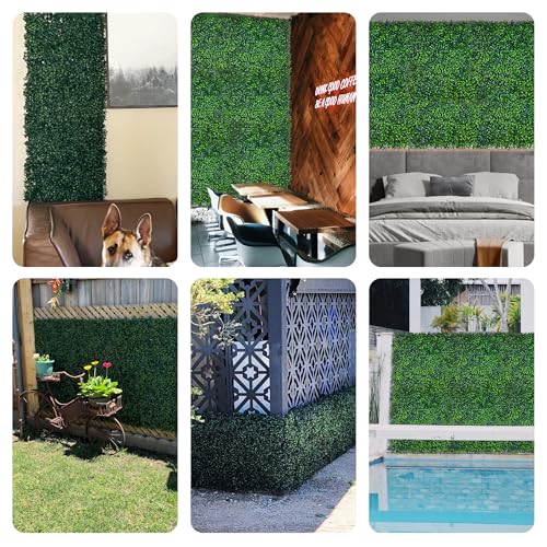 Artificial Boxwood Panels: 20"x 20"(16P) 4-Layer Leaf UV-Protected Grass Wall Backdrop Panels for Outdoor, Indoor, Garden&Fence Covering Privacy, Backyard and Decor - size: 20"x20" (16)