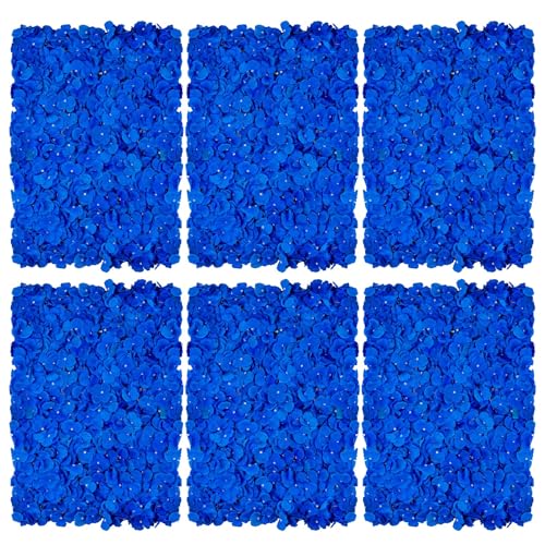 BLOSMON Flower Wall Panel Backdrop Decor Royal Blue Artificial Floral Backdrop for Wedding Party Baby Bridal Shower, 6 Pcs Hanging Fake Hydrangea Wall Decoration Silk Faux Hydrangea Flower Backdrop - color: Royal Blue