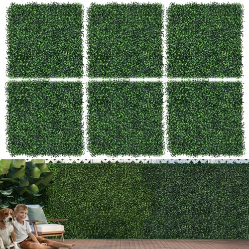 12 Pieces 20” X 20” Artificial Hedge Boxwood Panels Grass Wall Artificial Grass Wall Backdrop Panels Green Greenery Backdrop UV Stable Indoor Outdoor Decor Garden Fence - size: 12 Pieces 20x20