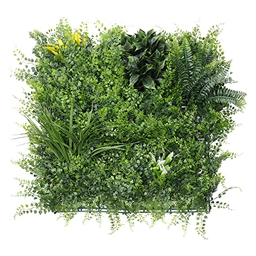 ECOOPTS 20"x20" Faux Ivy Privacy Fence Screen Artificial Boxwood Panels Topiary Hedge Plants for Indoor Outdoor Decoration, #4 Mixed Leaves, 6 Packs - color: #4 Mixed Leaves, size: 20"x20"