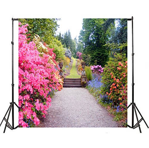AOFOTO 5x5ft Beautiful Spring Blossom Flowers Photography Backdrop Garden Landscape Background Outdoor Vintage Park Manor Scenery Photo Studio Props Kid Girl Child Artistic Portrait Vinyl Wallpaper - size: 5x5ft