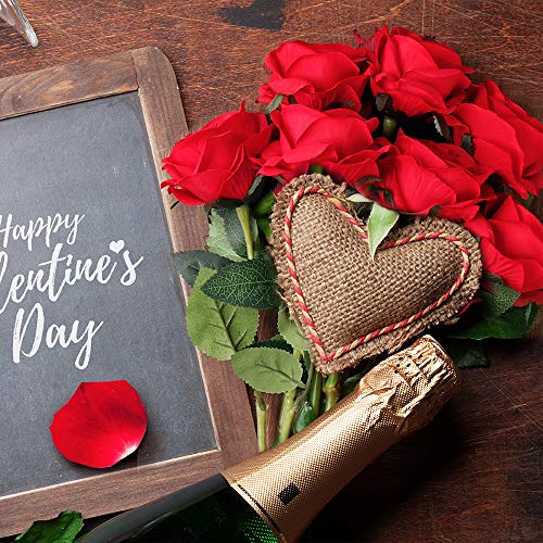 Mocoosy 12PCS Red Roses Artificial Flowers, Fake Roses with Long Stems Realistic Silk Rose Bouquets for Wedding Centerpiece Decorations, Faux Floral Arrangements Bridal Shower Party Home Table Decor - color: Red