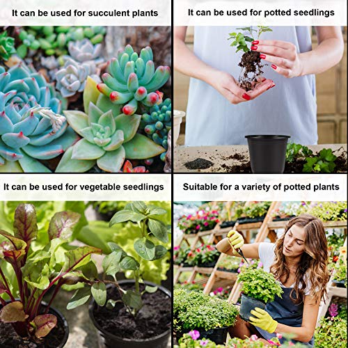 Augshy 110 Pcs 0.5 Gallon Black Plastic Plant Nursery Pots 6 Inches Seed Starting Pots Containers with 110 Labels - size: 6 Inches
