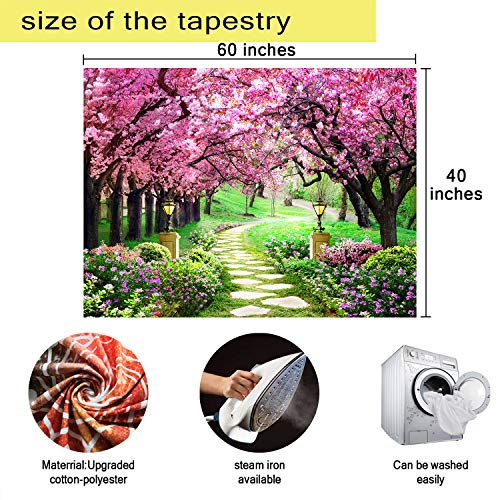 MEETSIOY Cherry Blossom Forest Path Tapestry 60x40 Inches for Living Room & Bedroom Home Decor GTLSMT81 - color: no window pattern, size: 60"L x 40"W