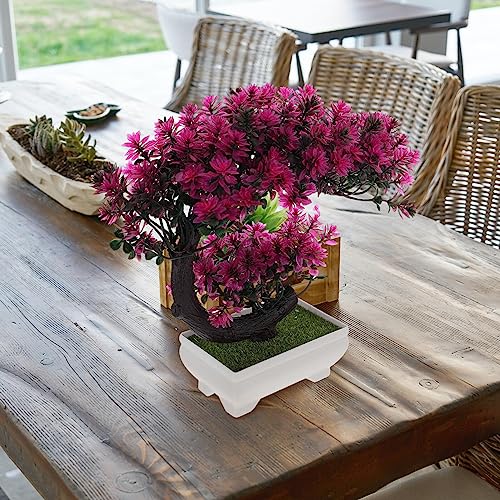 GANAZONO Realistic Faux Potted Plants for Desktop Decor Artificial Bonsai Greenery for Home Office Kitchen and Study Room Easy Care Indoor Adornments Lotus - color: Lotus Color