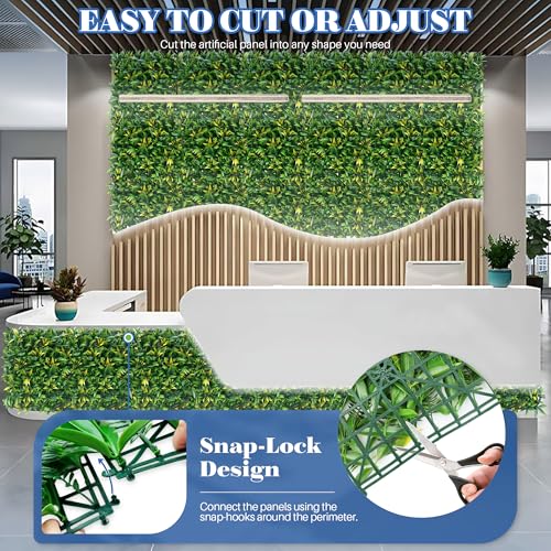 ECOOPTS 20"x20" Faux Ivy Privacy Fence Screen Artificial Boxwood Panels Topiary Hedge Plants for Indoor Outdoor Decoration, #3 Mixed Leaves, 6 Packs - color: #3 Mixed Leaves, size: 20"x20"