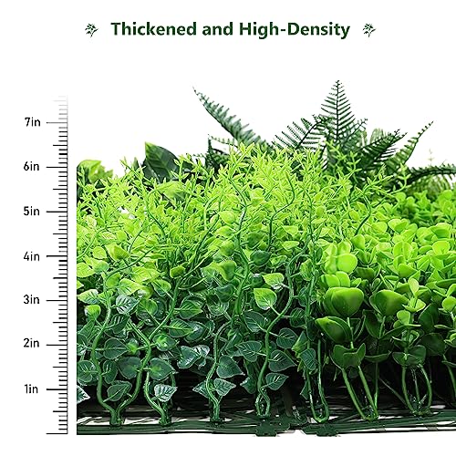 ANMINY 16Pcs Grass Wall Panels 10" x 10" Artificial Grass Plant Greenery Wall Backdrop 11 Sqft Thickened High-Density Faux Boxwood Panels Privacy Fence Hedge for Indoor Outdoor Party Wedding Garden
