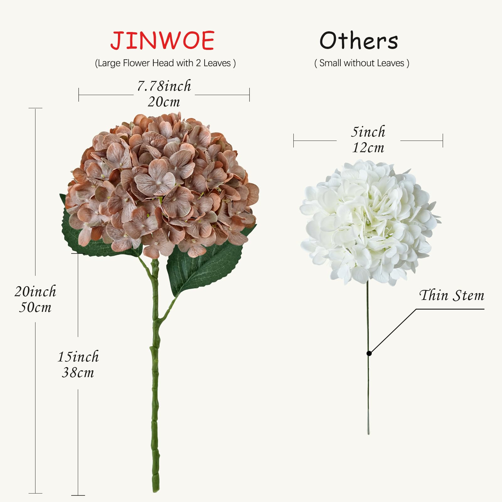 JINWOE Fall Boho Hydrangea Artificial Flowers,4PCS 21" Silk Real Touch Flowers, Faux Flowers Fake Artificial Hydrangeas with Stems for Bouquet Table Centerpieces Halloween - color: Grey Coffee