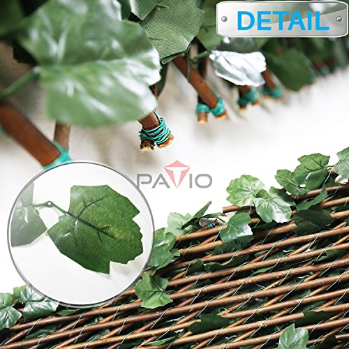 Patio Paradise 1PC Artificial Ivy Expandable Privacy Fence Screen Faux Greenery Wall Green Vines Leaf Hedge Outdoor Lattice Panels Covering for Apartment Balcony Deck Porch Backyard, Single-Side - color: Ivy Leaves