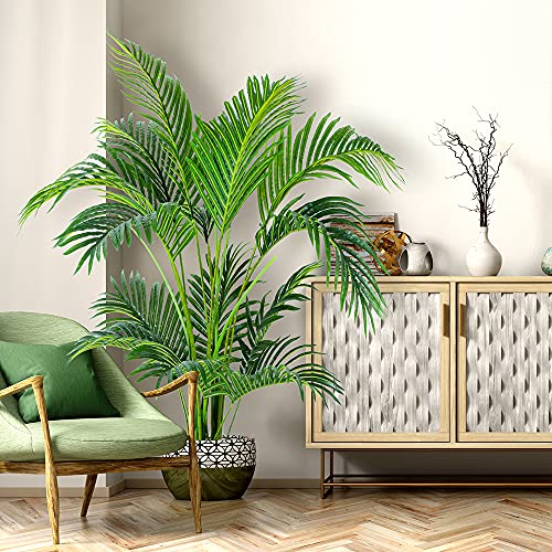Worth Garden 4ft Artificial Areca Palm Plant, Fake Cane Palm Silk Tree Indoor Outdoor, Dypsis Lutescens, 47in Realistic Faux Silk Plants for Office Decoration - size: 4ft 1-Pack