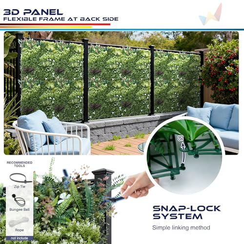 Windscreen4less 1 PC 40"x40" Artificial Boxwood Panels Faux Plant Grass Green Wall Panel Decoration for Outdoor Indoor Garden Backyard (Style 4) - color: 3d Panel Style 4, size: 40"x40"