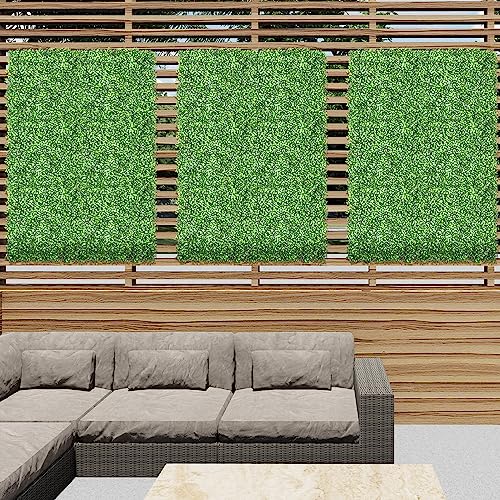 E&K 6Pcs 20" x 20" Artificial Grass Wall Panels, Faux Boxwood Greenery Backdrop Decor, UV Protected Privacy Hedge Screen for Indoor Outdoor (Boxwood) - color: Boxwood